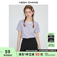 VEGA CHANG【限时直降】T恤女2024夏季新款小个子简约宽松显瘦拼色上衣