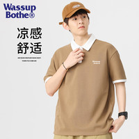 WASSUP BOTHE短袖t恤男夏季Polo衫男日系透气翻领重磅运动服上衣男