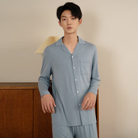 觅丝(Agentmuse)裸感睡衣男莫代尔宽松情侣柔软套装开衫可外穿家居服369NT灰蓝色XXL