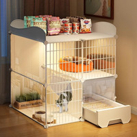 爱咪宠猫笼子大号家用猫窝别墅隔离带厕所一体适合大猫猫舍猫咪笼子用品 双层【75_39_83cm】置物围栏 灯光款【遥控小夜灯+猫厕款】