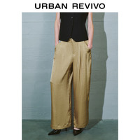URBAN REVIVO 女士时尚法式气质肌理质感宽腿裤 UWG640071