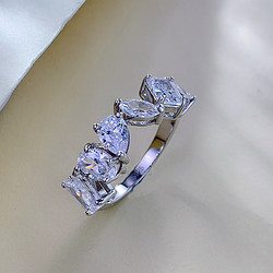 S925纯银不规则异形钻高碳钻排戒高级感蕾丝时尚戒指女小众个性