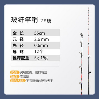 淼尊筏钓竿稍桥筏竿稍筏竿竿稍全钛纳米夜光玻纤伐竿筏杆杆稍桥钓竿稍 玻纤竿稍2#硬调5g-15g