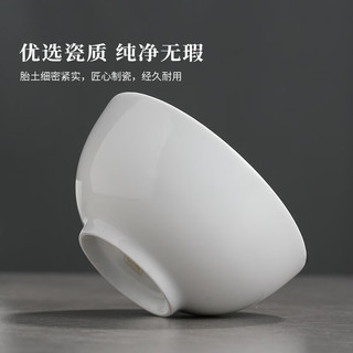 景德镇陶瓷简约吃饭碗散件高温白瓷家用碗盘汤碗瓷器新结婚乔迁 凝霜-4.5英寸罗汉碗单个