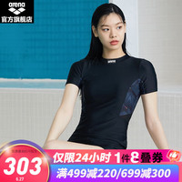 阿瑞娜（arena）泳衣遮肉显瘦衣时尚舒适 (BLK) 