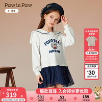 PawinPaw卡通小熊童装2024年秋冬女童海军风针织连衣裙可爱 Ivory象牙色/39 110cm