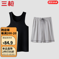 三枪(THREEGUN)夏季男士纯棉家居服套装背心短裤高弹打底男衫透气夏季薄外穿 组合