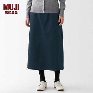 无印良品 MUJI 女式 丝光斜纹 裙子半身长裙秋冬季简约风纯棉全棉BEK37C2A 藏青色 L(165/70A)