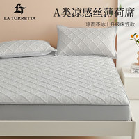 La Torretta凉席 A类凉感丝可水洗软凉席夏季床笠席子单件 180*200cm静谧灰 静谧灰【A类凉感丝】