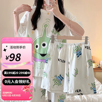 婧麒家居月子服夏季短袖三件套女休闲宽松睡衣套装 HI三眼仔+Jyz137003 XL