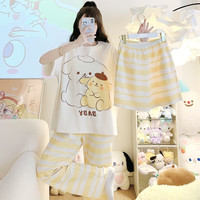 婧麒月子服夏季时尚三件套睡衣产前产后空调服家居套装 玉桂狗Jyz160767 4码