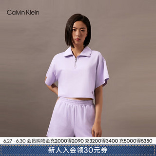 Calvin Klein Jeans24早秋女士通勤简约ck字母拉链半襟翻领短卫衣J223904 VFR-丁香紫 XS