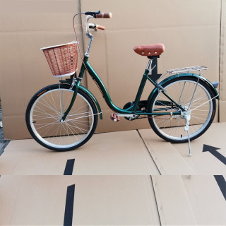 路捍客 出口日本自行车24寸通勤休闲代步城市内三速复古自行车轻便单速 独梁墨绿+墨绿 24寸适合1.50至1.68身高 单速-轴承结构