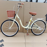 路捍客 出口日本自行车24寸通勤休闲代步城市内三速复古自行车轻便单速 独梁米黄+米黄 24寸适合1.50至1.68身高 禧玛诺外6速-轴承结构