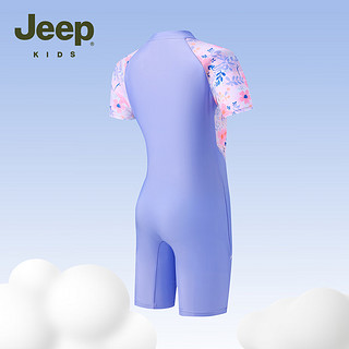 Jeep儿童泳衣女孩夏天连体防晒中大童游泳衣女童泳装 丁香紫 150 