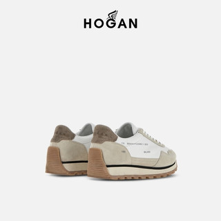 HOGAN男鞋202486er系列H671时尚复古做旧舒适运动休闲鞋 白/灰 40.5