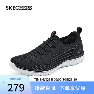 斯凯奇（Skechers）女士一脚蹬休闲运动鞋104429 黑色/白色/BKW 35.5 