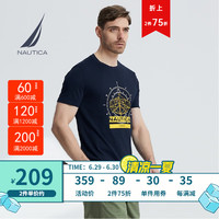 诺帝卡（NAUTICA）男装夏季新款时尚全棉休闲舒适透气情侣短袖圆领T恤男
