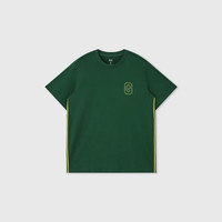 Gap 盖璞 男女士纯棉logo撞色条纹侧缝短袖T恤上衣 465602 绿色 XL