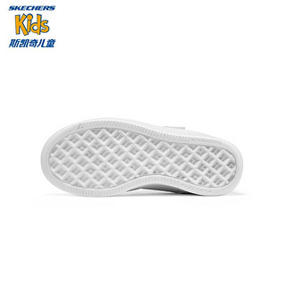 Skechers斯凯奇童鞋春儿童闪灯鞋小白鞋休闲鞋男童板鞋400623L 白色WHT 33码