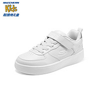 Skechers斯凯奇童鞋春儿童闪灯鞋小白鞋休闲鞋男童板鞋400623L 白色WHT 32码