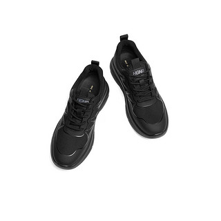 红蜻蜓跑鞋2024秋季休闲鞋百搭透气网面男士跑步鞋运动鞋WTA34115 黑色