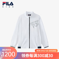 FILA斐乐童装儿童外套2024秋季新款男中大童运动网球梭织上衣 玉石白-WT 1