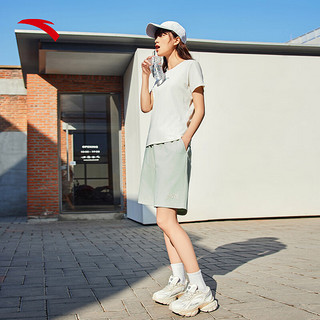 安踏速干裤丨针织潮流五分裤男女同款夏季透气外穿跑步运动短裤子 艾叶绿-1 M