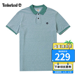 Timberland 添柏岚 Polo衫短袖男夏季新款户外棉质透气宽松运动休闲衣翻领T恤 A2PFMCL6/蓝绿色 M