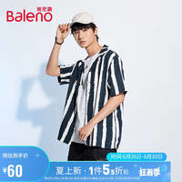 班尼路（Baleno）潮流时尚印花短袖男宽松运动休闲开衫 0