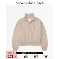 ABERCROMBIE & FITCH女装 美式时尚复古辣妹运动刺绣小麋鹿半拉链卫衣 330586-1 浅棕色 XS (160/84A)