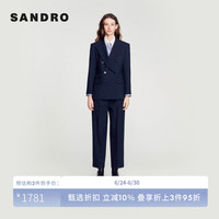 SANDRO女装法式时尚条纹通勤收腰西装外套SFPVE00920 D234/深蓝色 36
