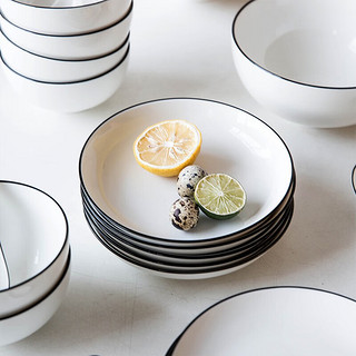 摩登主妇北欧风黑线陶瓷饭碗碗碟餐具家用碗盘套装汤碗面碗碗具 4.5英寸碗