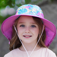 SUNDAY AFTERNOONS美国儿童男女孩宝宝大檐护颈鱼尾防晒户外遮阳帽沙滩徒步UPF50+ 粉色热带植物 L（年龄5岁以上) 53-56cm