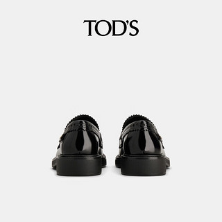 TOD'S2024早秋女士厚底粗跟皮革乐福鞋单鞋小皮鞋 黑色 34 脚长21.9cm