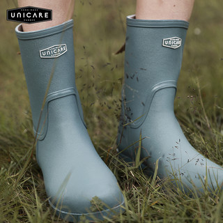 UNICARE雨鞋女时尚款外穿 欧美中筒雨靴防水防滑胶鞋 户外涉水鞋