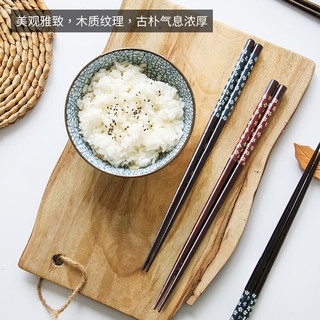 Edo筷 两双装日式和风筷家用一对荷木筷尖头樱花实木筷加长筷子 【2双装】日式木筷