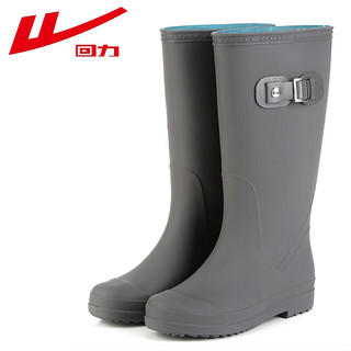 回力雨鞋女士时尚成人高筒雨靴水鞋胶鞋套鞋水靴HLB73 灰色 37 