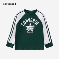 Converse匡威儿童童装男童长袖T恤2024秋季中大童拼接打底衫 茶绿色 150/72