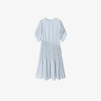百家好（Basic House）Basic House/百家好醋纤休闲长裙女夏日优雅气质感短袖连衣裙 蓝色 S（90-110斤）