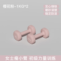 Umay佑美哑铃女士家用器材儿童男士力量训练锻炼铸铁浸塑小哑铃练臂肌 樱花粉1KG*2 初学启蒙-老人小孩/女生