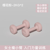 Umay佑美哑铃女士家用器材儿童男士力量训练锻炼铸铁浸塑小哑铃练臂肌 樱花粉2kg*2 塑形有氧-拜拜肉/肩背塑形