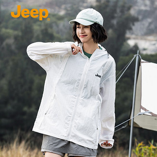 吉普（JEEP）防晒衣外套男女款夏季UPF50+夹克冰丝透气皮肤衣 白色 L  24121白色