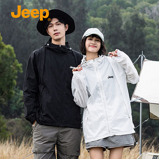 吉普（JEEP）防晒衣外套男女款夏季UPF50+夹克冰丝透气皮肤衣 白色 2XL 