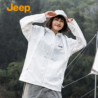 吉普（JEEP）防晒衣外套男女款夏季UPF50+夹克冰丝透气皮肤衣 白色 XL 