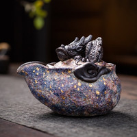 楚然上古龙窑岩矿纯手工制作手抓壶柴烧宝瓶粗陶盖碗创意日式泡瓶壶 龙壶宝瓶