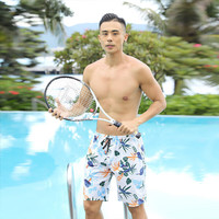 梵迪拉(F.DYRAA)沙滩裤男温泉可下水速干宽松款男士五分短游泳裤度假82604白色3XL