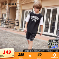 Converse匡威儿童装男童夏装短袖T恤短裤夏季2024中大童套装 正黑色 160/80