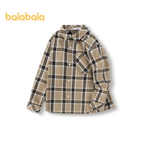巴拉巴拉童装男童长袖衬衫春秋2024时尚经典格纹衬衣百搭上衣208124102105