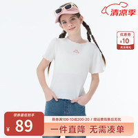 Kappa Kids卡帕休闲短袖女童T恤2024童装甜美女孩上衣轻薄透气儿童夏装 薄款 白色 130